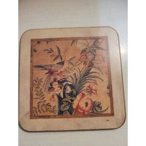 Vintage Pimpernel 4" Five Acrylic Traditional Coasters Oriental Birds Flowers